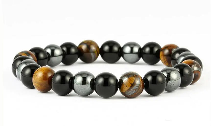 Tiger Eye, Black Iron, Agate Bracelet