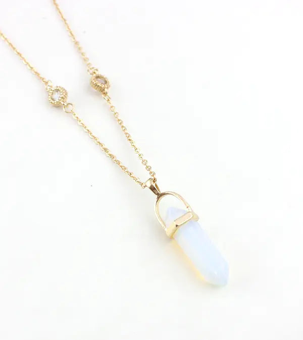 Colorful Natural Stone Hexagonal Pendant Necklace