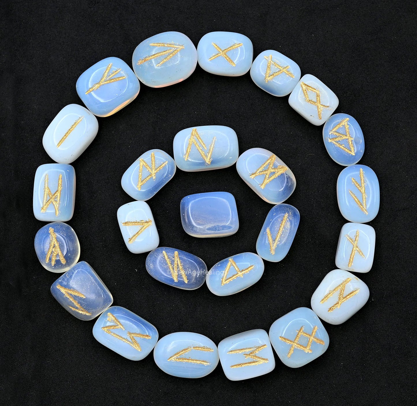Opalite Runes Crystal Runes Set of 25 Engraved Rune Stones with Runes Book PDF