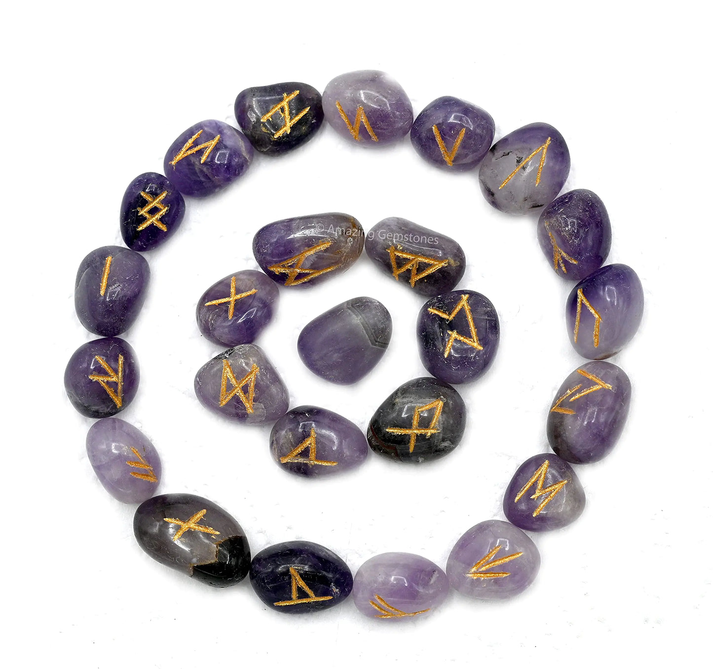 Amethyst Crystal Runes Set of 25 Engraved Rune Stones with Runes Book PDF