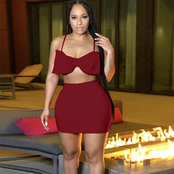 Two Pieces Sets Crop Top and Skinny Skirt