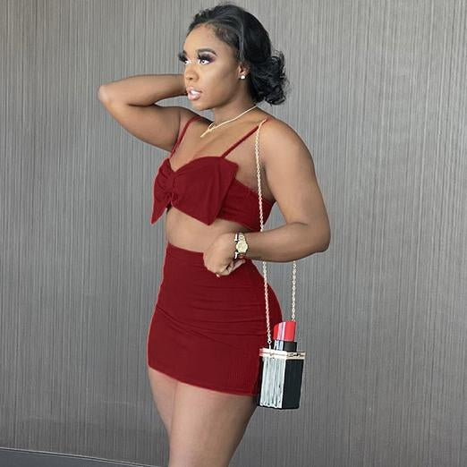 Two Pieces Sets Crop Top and Skinny Skirt