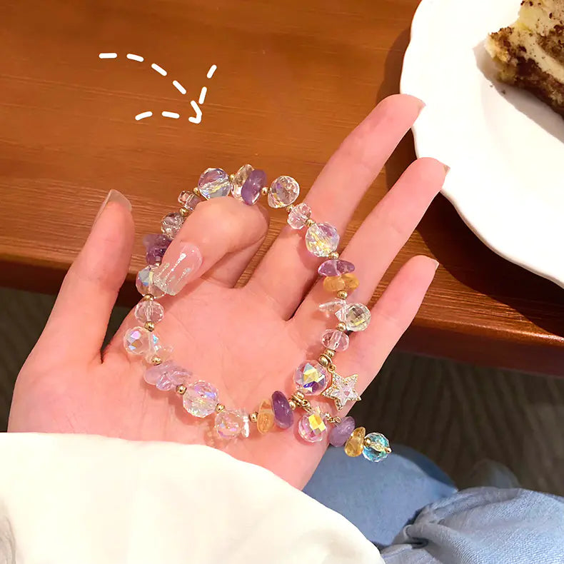 Lavender Purple Natural Stone Star Bracelet