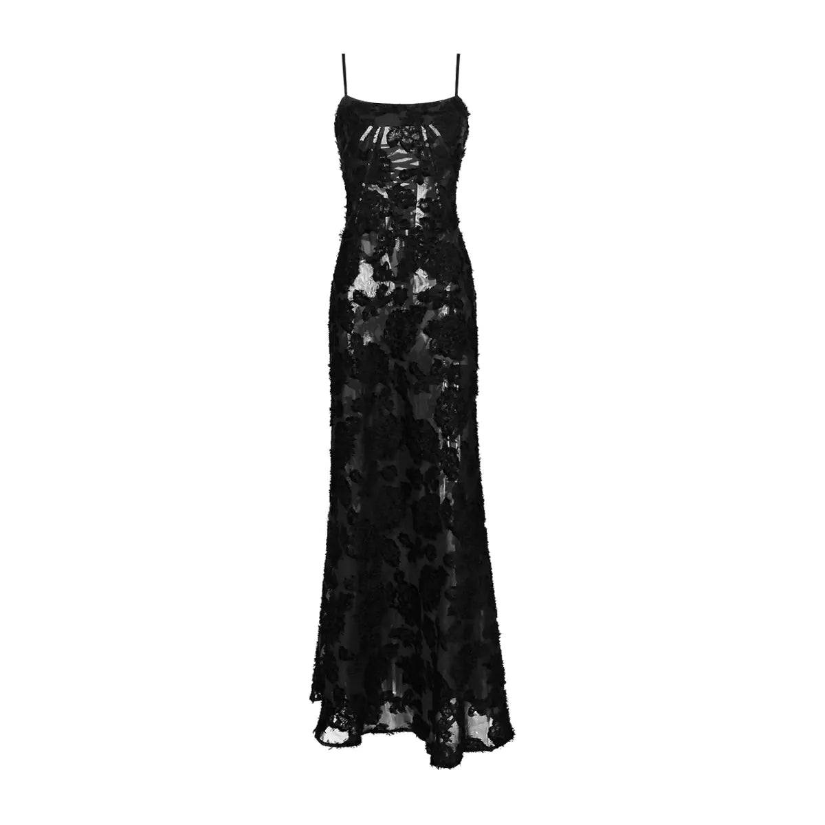 Black Sheer Backless Dress Evening Gown