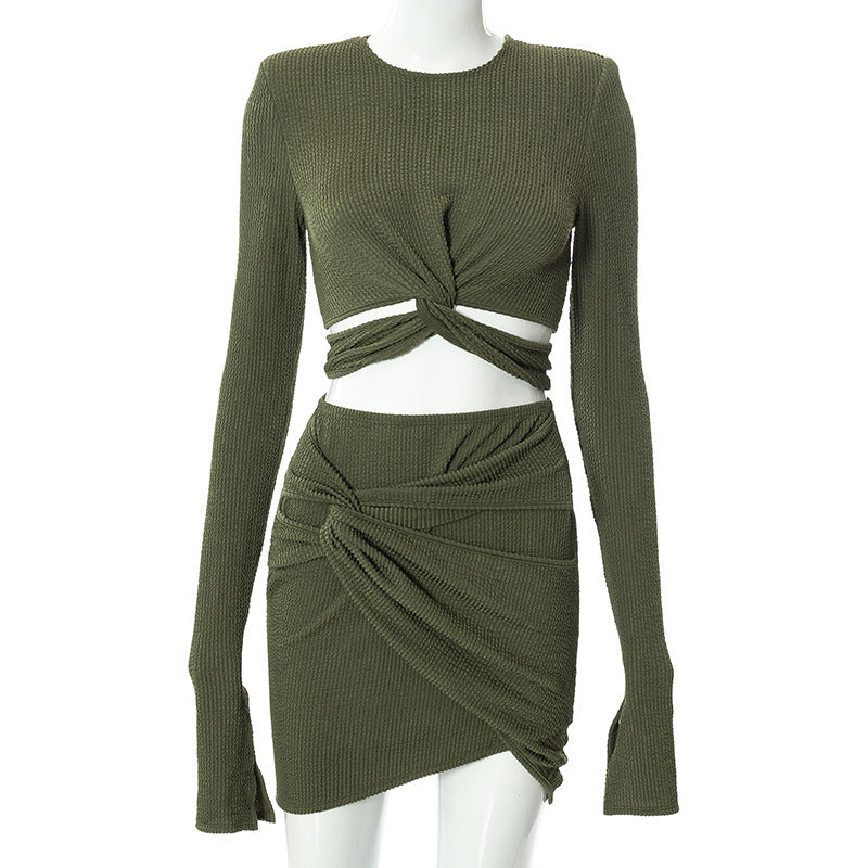 Knitted Long Sleeve Two Piece Outfits