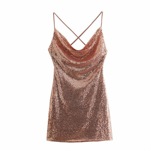 Golden Sequined  Women Dress