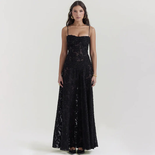 Black Sheer Backless Dress Evening Gown