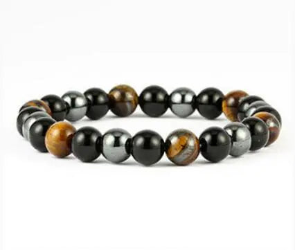 Tiger Eye, Black Iron, Agate Bracelet
