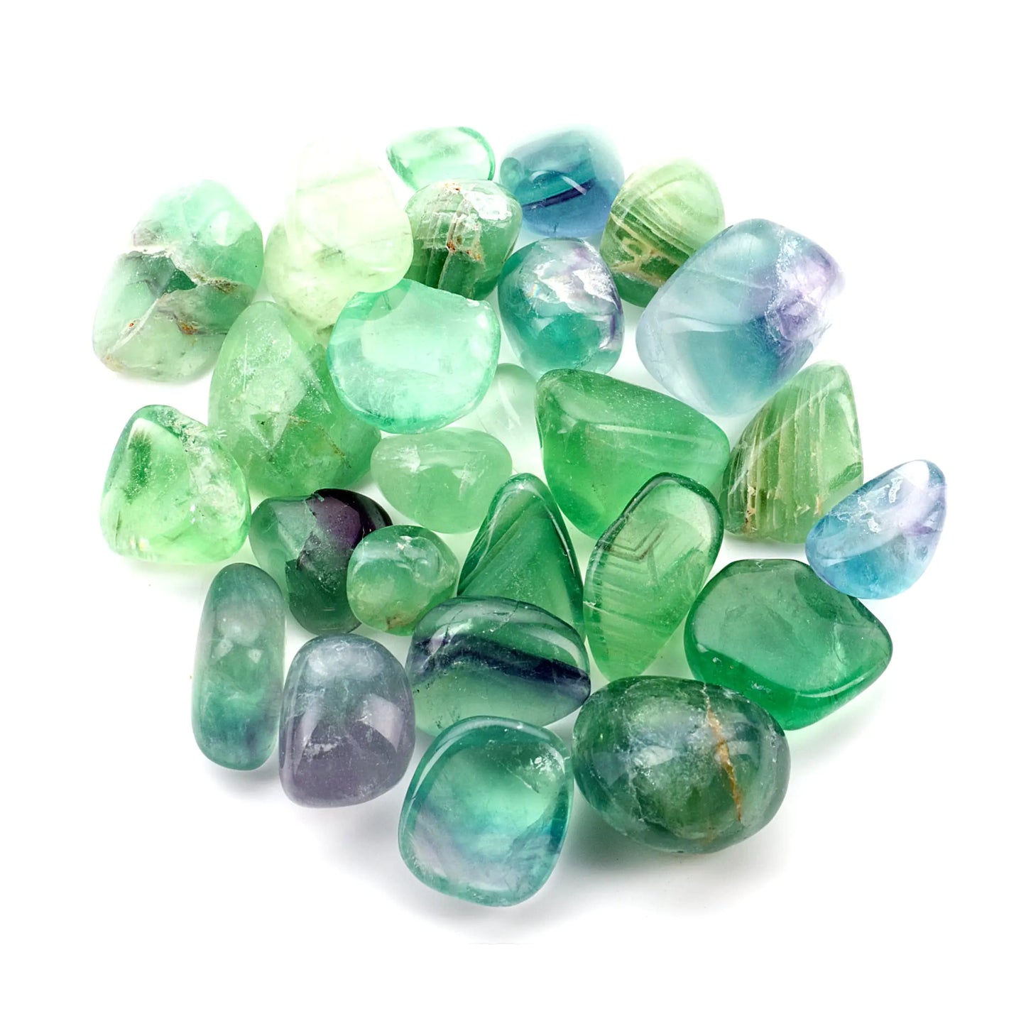 Cherry Tree Collection 1/2 Pound Polished Stones - 1/2" - 1" Size Tumbled Stones - Tumbled Crystals Bulk for Healing Reiki Chakra (Green Fluorite)