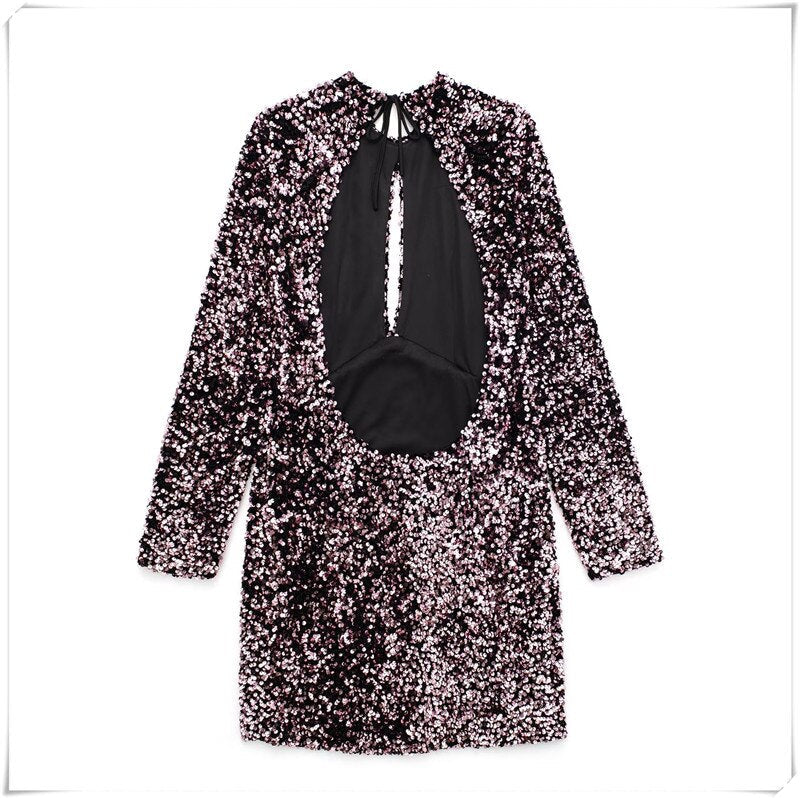 Sequined Backless Sexy Dress