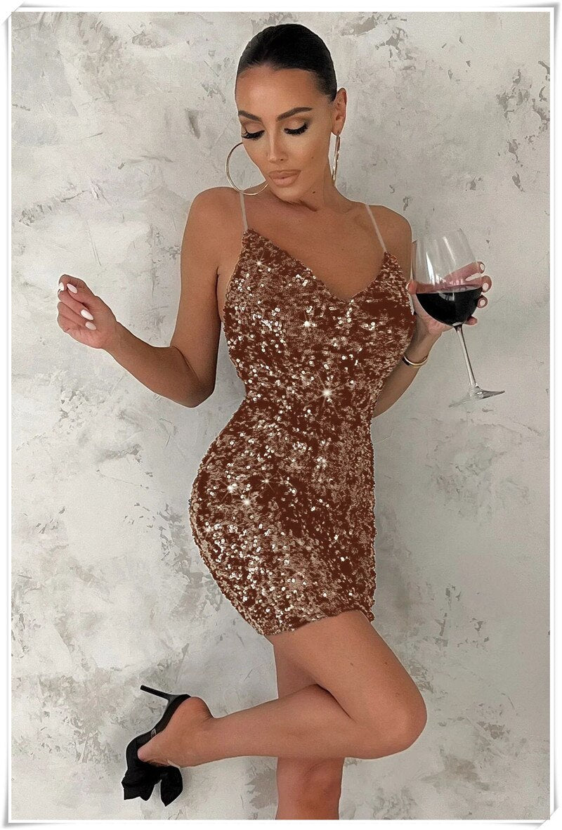 Golden Sequined  Women Dress