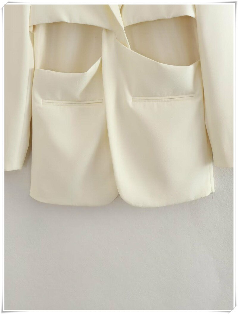 Solid Cross Hollow Out Waist Blazer Dress