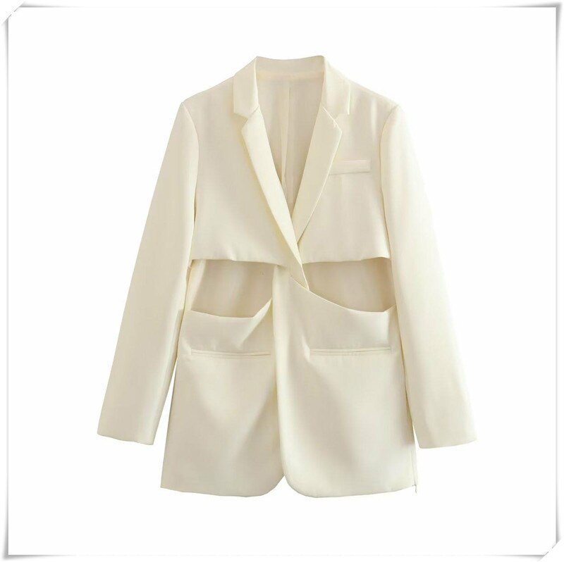Solid Cross Hollow Out Waist Blazer Dress