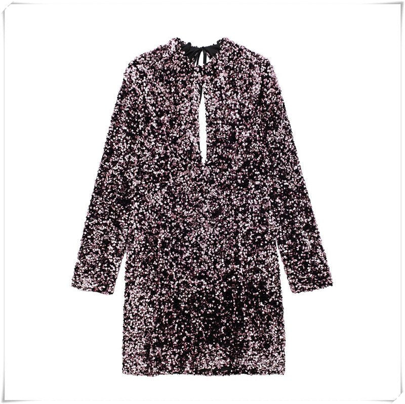 Sequined Backless Sexy Dress