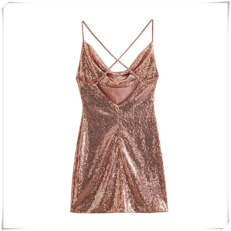 Golden Sequined  Women Dress