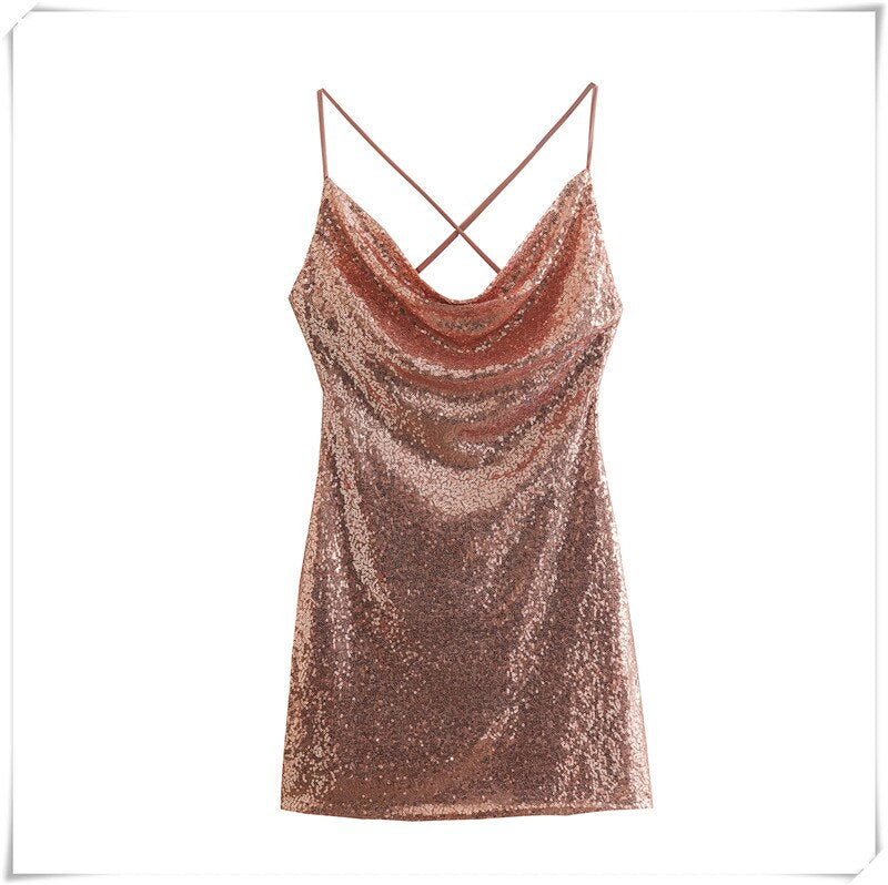 Golden Sequined  Women Dress