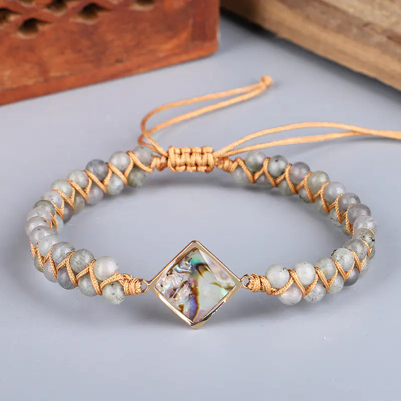 Hand-woven Natural Shell Double Twisted Stone Bracelet