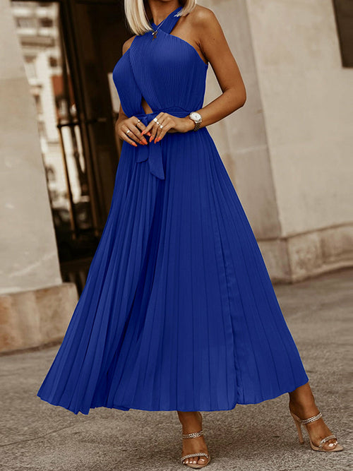 Long  Dress Double Criss-Cross Halter