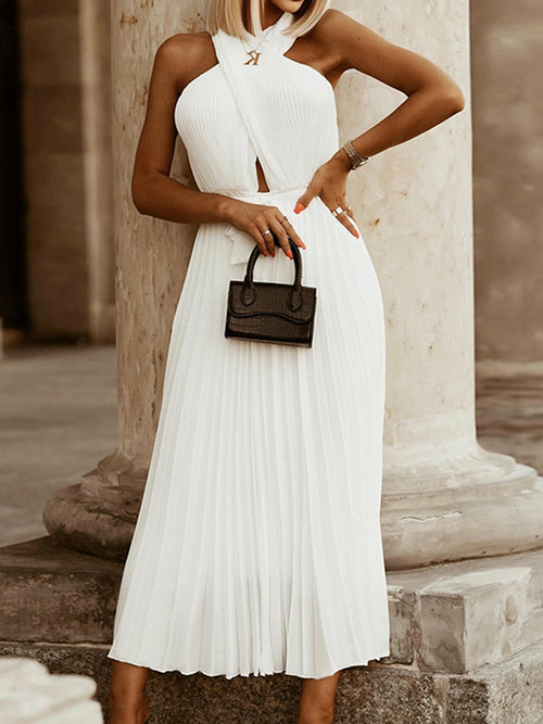 Long  Dress Double Criss-Cross Halter