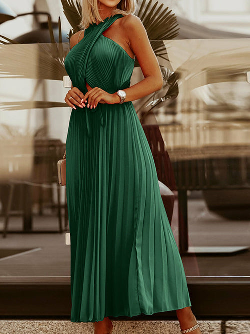Long  Dress Double Criss-Cross Halter