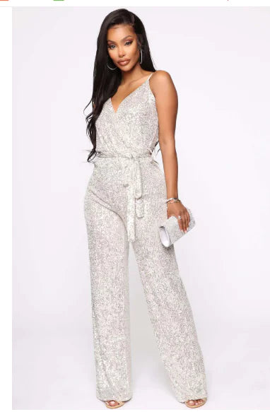 Sleeveless Backless Sequin Slim Fit Fashion Jumpsuit
