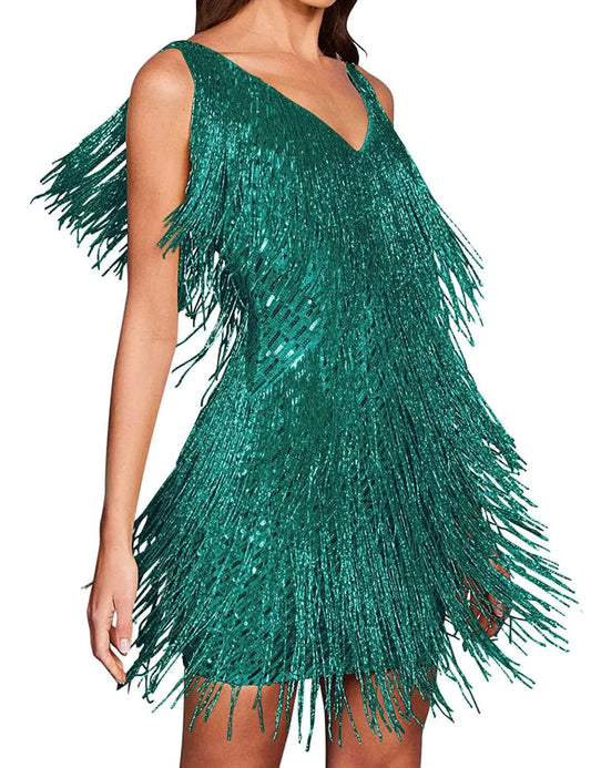 V Neck Sequin Dress for Women
