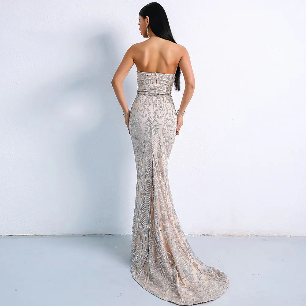 Elegant Off-Shoulder Sequin Geometric Party Dress