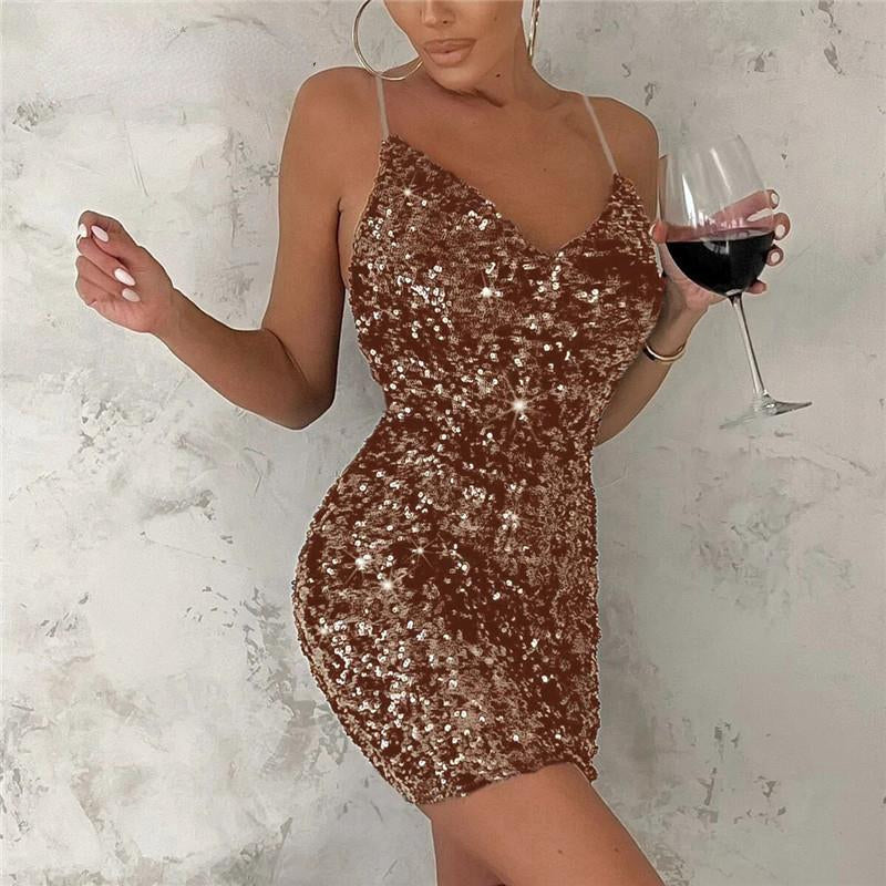 Golden Sequined  Women Dress