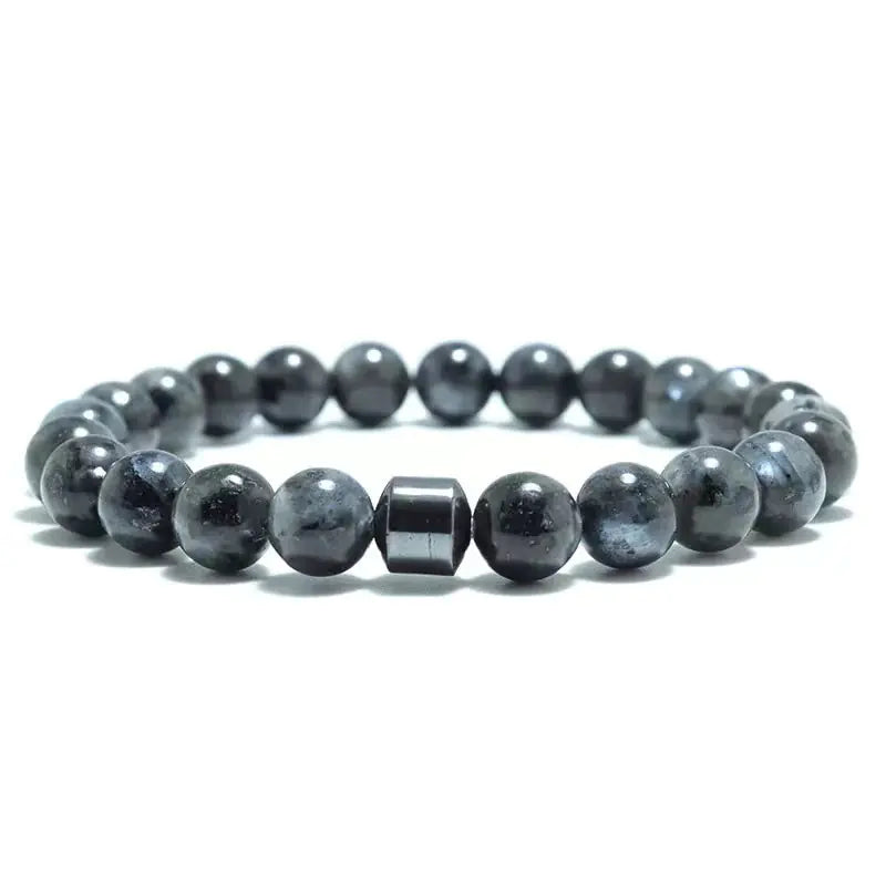 Men's 8mm Natural Stone Beaded Bracelet (Tiger Eye, Lava)