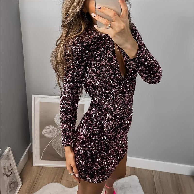 Sequined Backless Sexy Dress