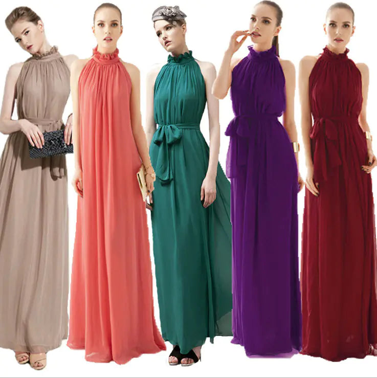 Bohemian Halter Neck Maxi Chiffon Beach Dress