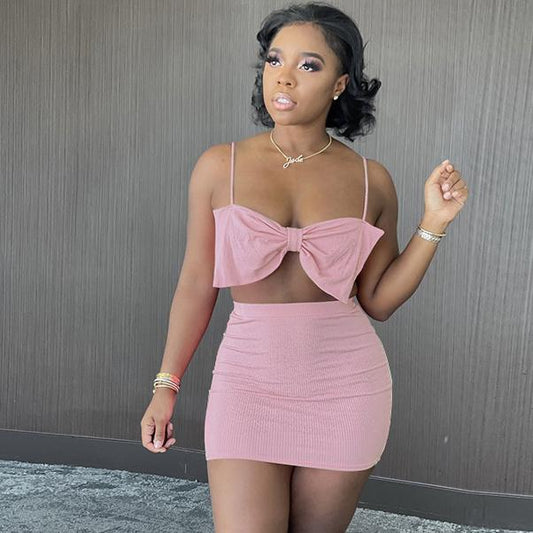 Two Pieces Sets Crop Top and Skinny Skirt