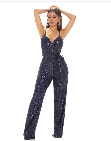 Sleeveless Backless Sequin Slim Fit Fashion Jumpsuit