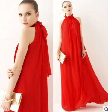 Bohemian Halter Neck Maxi Chiffon Beach Dress