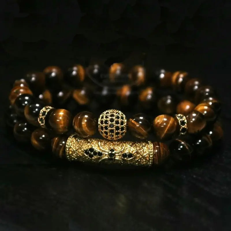 Men's DIY Bracelet with 8mm Tiger Eye Stones