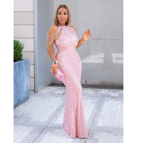 Plus Size Sequin Off Shoulder Party Dress