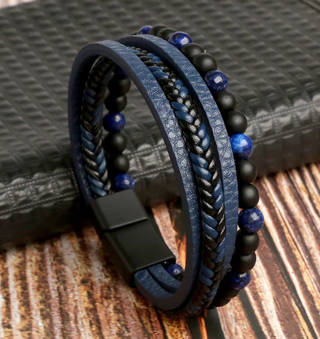 Natural Stone Alloy Multi-layer Hand Woven Bracelet