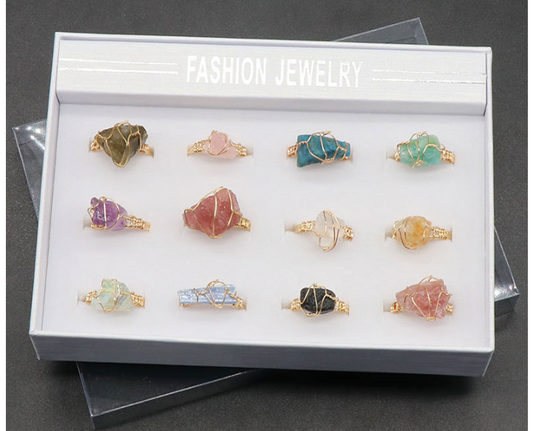 Adjustable Natural Stone Women's Ring - Rose Quartz