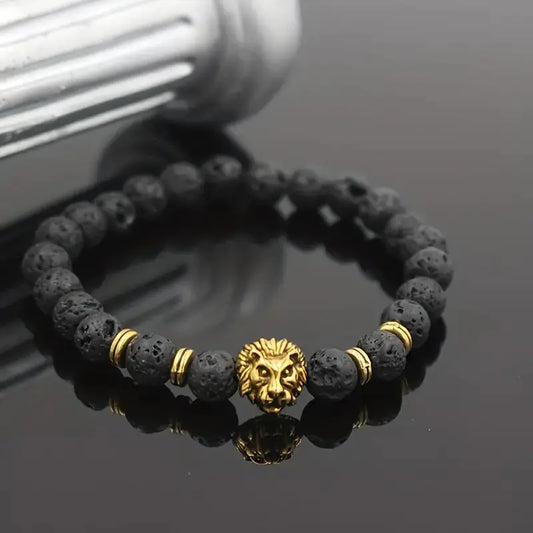 Multicolor Vintage Lava Stone Bracelet for Men