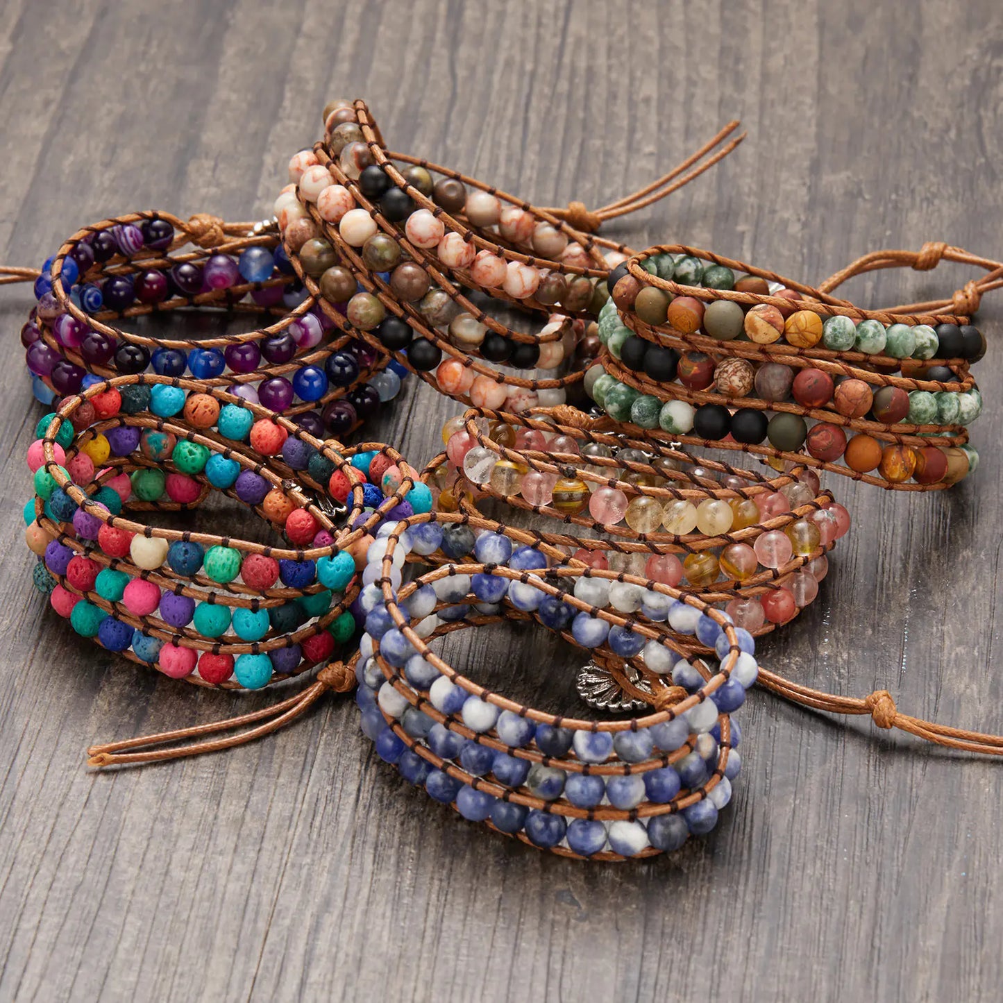 Natural Stone Multi-Layer Hand Woven Bracelet