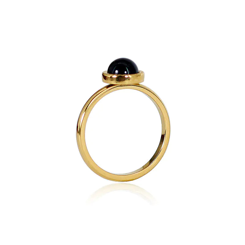 Colorful Natural Stone Inlaid Titanium Steel Ring