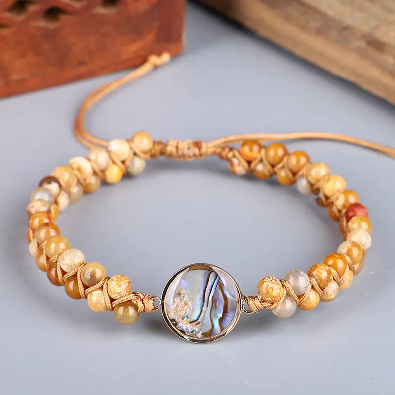 Hand-woven Natural Shell Double Twisted Stone Bracelet