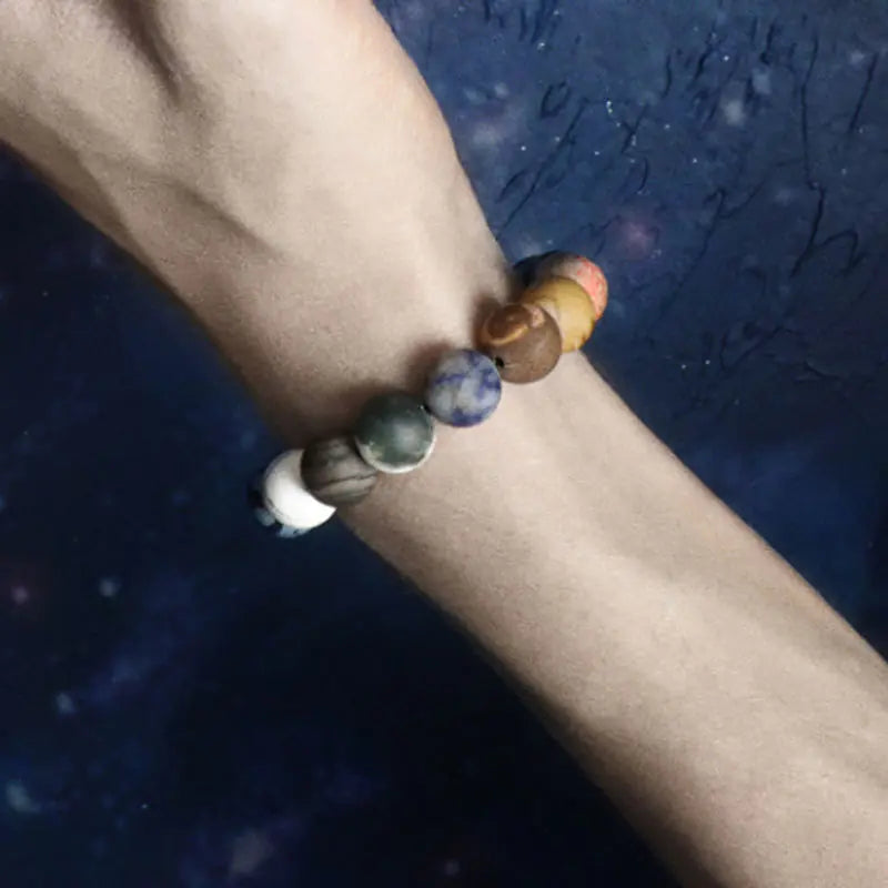 Stone Solar System Bracelet with Eight Planets