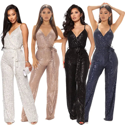 Sleeveless Backless Sequin Slim Fit Fashion Jumpsuit