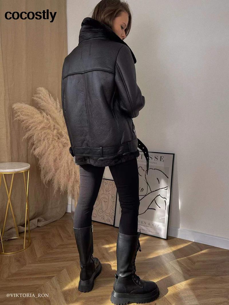 High Quality Faux Leather Fur Coat