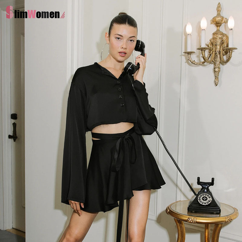 Soft Satin Skirt & Blouse