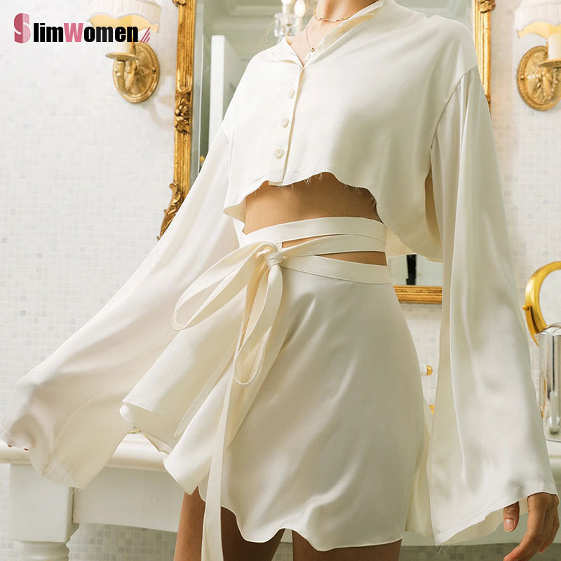 Soft Satin Skirt & Blouse