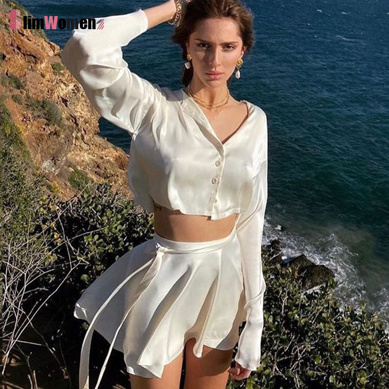 Soft Satin Skirt & Blouse